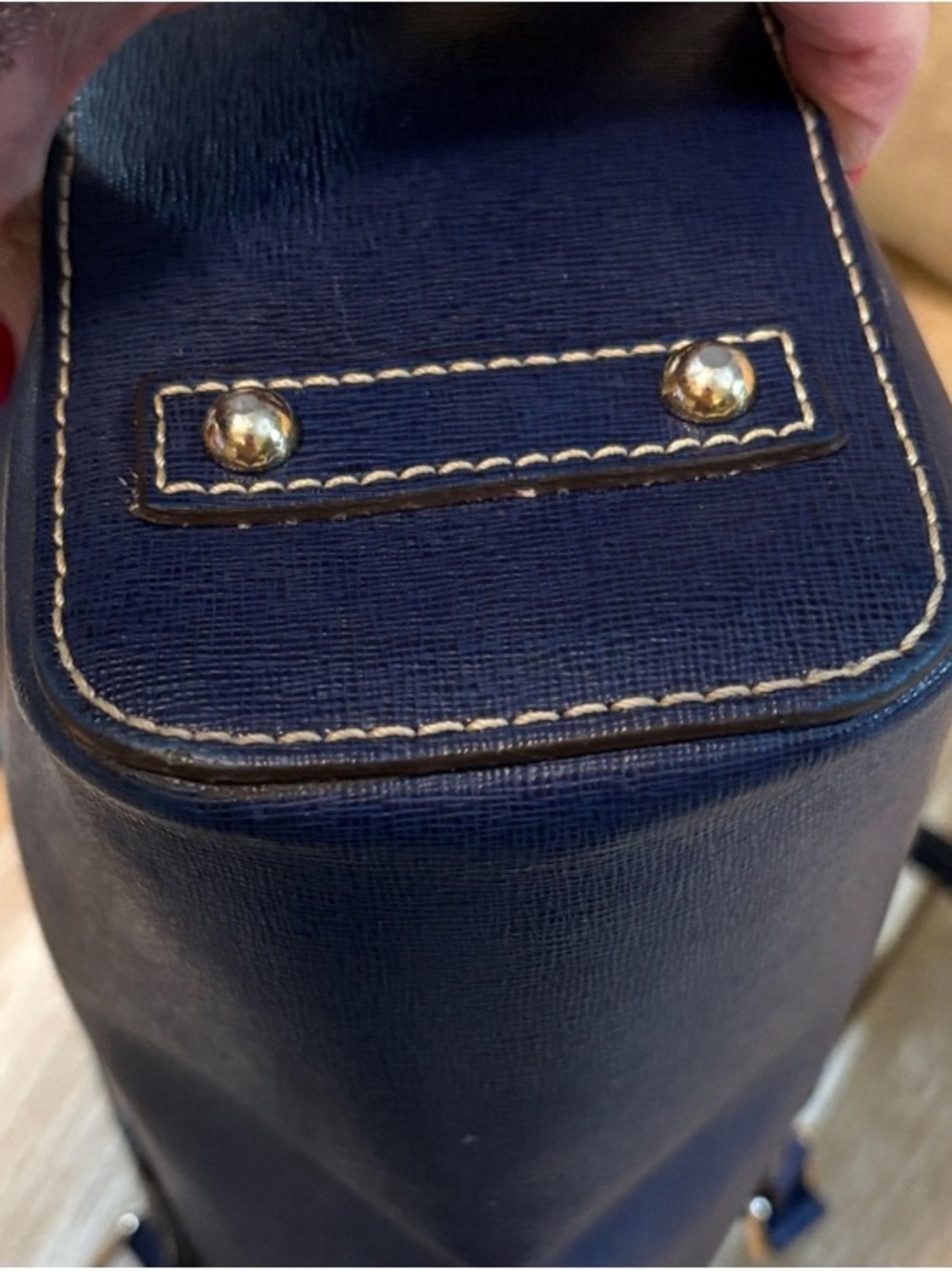 Dooney & Bourke Navy Leather Structured Tote - Picture 13 of 14